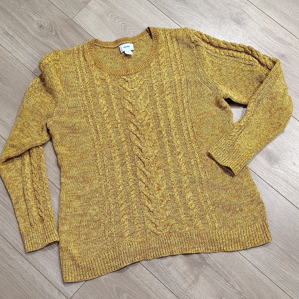 Women's Mustard Cable Knit Sweater,  Old Navy,  X-Large,  Winter Ladies Sweater